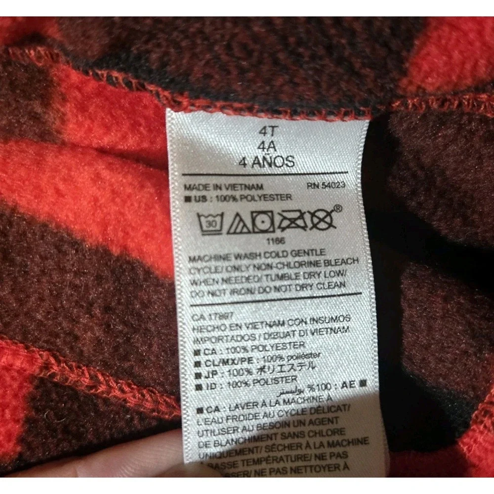 Youth 4T Fleece  Cape/wrap W/ Button Red & Black Buffalo checkered Hood Old Nav